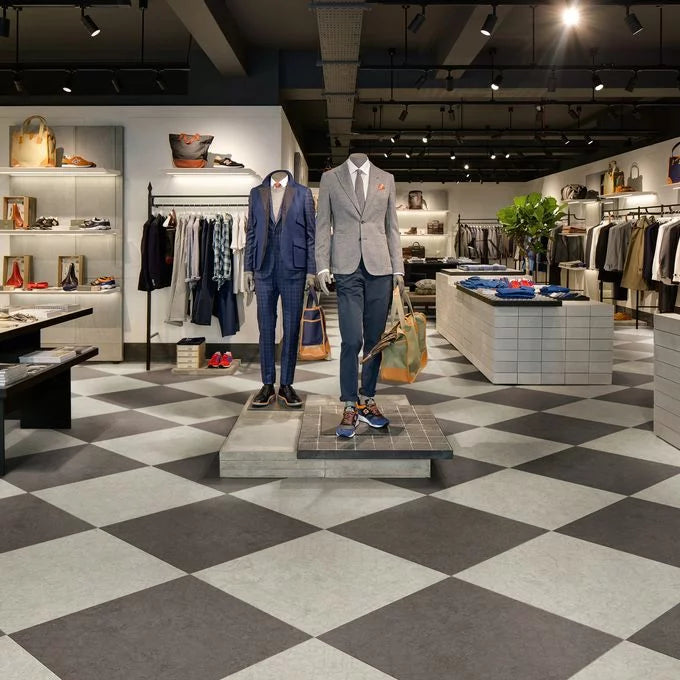 Polyflor Expona Simplay Luxury Vinyl Tiles Dark grey Ornamental Installation