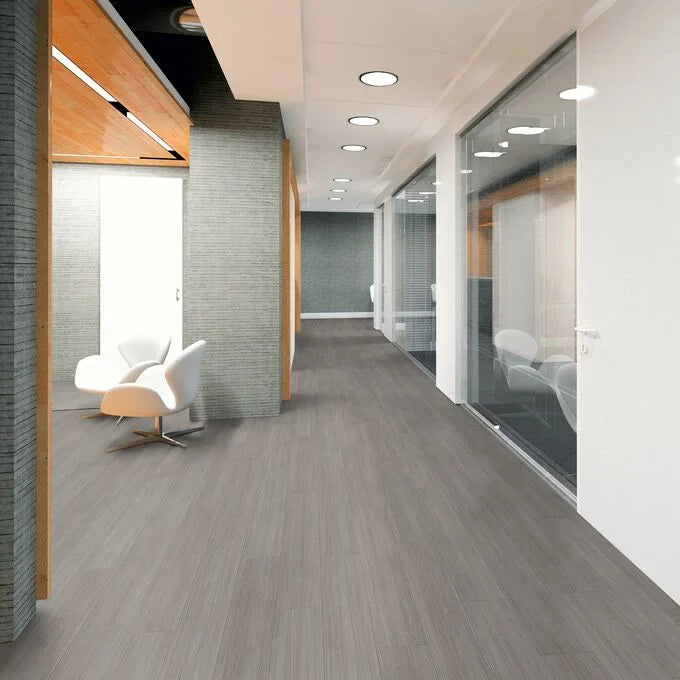 Polyflor Expona Simplay Luxury Vinyl Tiles Light Grey Fineline Installation
